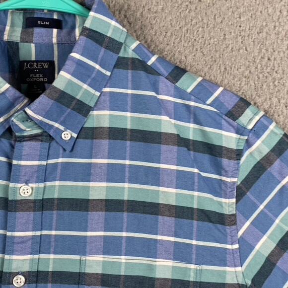 J Crew Flex Oxford Button Down Shirt Men's Large Plaid Causal Preppy Formal - Picture 7 of 13